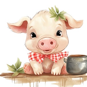 Adorable Baby Pig Transparent PNG – Cute Farm Animal Clipart for DIY Crafts, Scrapbooking, Stickers, Kids' Projects, DTG T-Shirt. Mug