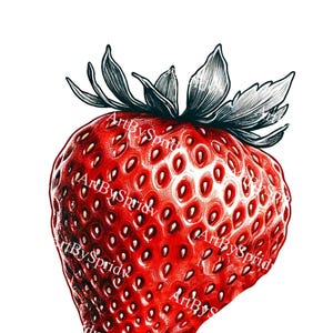 Realistic Strawberry PNG Clipart | Hand-Drawn Red Fruit Illustration | Transparent Digital Strawberry Art for Sublimation, Stickers & Decor