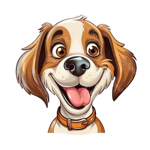Smiling Dog Face PNG Clipart, Cute Puppy Digital Illustration, Transparent Clip Art Perfect for DIY Crafts Project, Scrapbooking,Sublimation