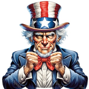 USA Patriotic Uncle Sam PNG Transparent Clipart Abstact Design,Printable Sublimation,Digital Instant Download,United States Flag PNG Art