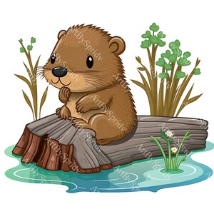 Adorable Beaver Clipart Transparent PNG, Woodland Animal Illustration, Cute Nature-Themed Digital Clip Art for DIY Crafts & Kids Projects