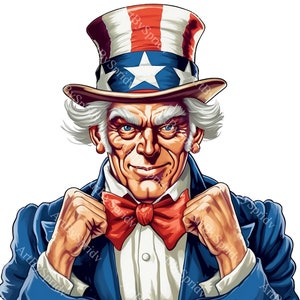 Patriotic Uncle Sam PNG Clipart, USA Flag Design for T-Shirt, Mug Sublimation, 4th of July Clip Art for Posters, DIY Crafts, American Flag