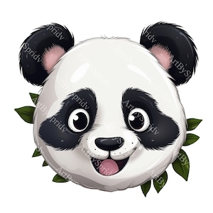 Panda Face PNG Clipart, linda ilustración de animal para niños, caricatura de oso bebé feliz, descarga digital para álbumes de recortes, manualidades, invitaciones