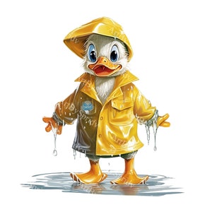 Duckling in Yellow Raincoat & Boots PNG Clipart – Perfect for Spring, Rainy Day DIY Crafts, Scrapbooking, T-Shirt, Mug, Illustration, Print