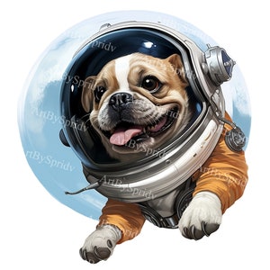 Adorable Space Dog PNG Clipart: Cartoon Astronaut Puppy in Space Suit – Transparent Clip Art for Digital Art & DIY Crafts, DTG T-Shirt, Mug