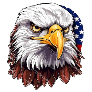 American Bald Eagle with USA Flag PNG Clipart, Patriotic 4th of July Digital Transparent Clip Art,T-Shirt Sublimation,Craft,Independence Day