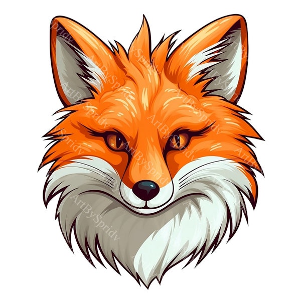 Cute Curious Fox Face PNG Clipart,Transparent Forest Animal Lover Print,Clip Art Design,DIY Printable Birthday Sublimation Tshirt,Mug