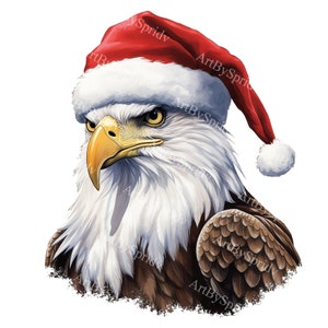 Christmas Bald Eagle PNG Clipart - Festive American Patriotic Design for T-Shirt Sublimation, Digital Prints, Crafts, DIY Holiday Projects
