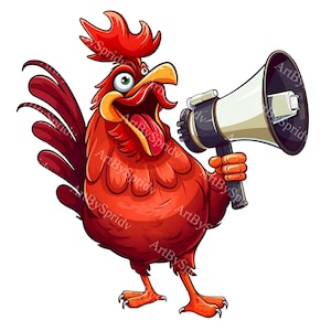 A Rooster With A Megaphone PNG Clipart,Transparent Farm Animal Lover Print,Clip Art Design,DIY Printable Birthday Sublimation Tshirt,Mug