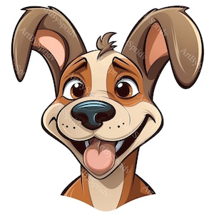 Smiling Dog Face with Floppy Ears PNG Clipart, Cute Puppy Illustration for Kids DIY Crafts, Scrapbooking, T-Shirt, Stickers, Invitations