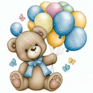 Teddy Bär transparent PNG Clipart Kinder Cartoon Design druckbare Sublimation, digitale Sofort-Download, Baby-Dusche, Teddy Bär PNG Art