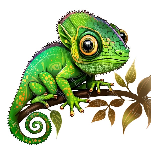 Bebé camaleón reptil PNG Clipart, transparente amante de los animales imprimir niños Clip Art, lindo diseño de dibujos animados, camiseta de sublimación imprimible DIY, taza