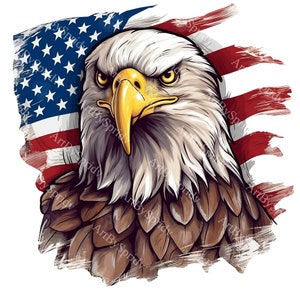 4th of July USA Patriotic Eagle Flag PNG Transparent Clipart - Etsy