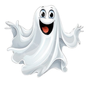 Cute Funny Ghost Transparent PNG Clipart Cartoon Character - Etsy