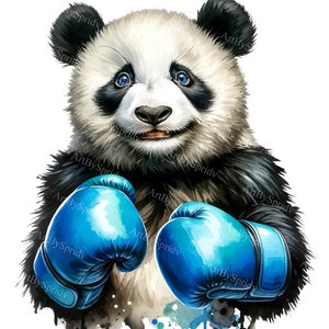 Panda boxeador con guantes de gran tamaño, clipart - PNG digital para DTG, camisetas, tazas, vasos, sublimación, scrapbooking - Clip art de panda divertido