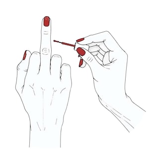 Manicure Middle Finger Clipart - Digital PNG for DTG, T-Shirts, Mugs, Tumblers, Sublimation, Scrapbooking-Bold Hand Gesture Graphic Clip Art