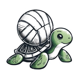 Turtle with Volleyball Shell Clipart,Cute Sports Animal PNG,Fun Digital Download,Unique Tortoise Graphic for Crafts & Decor,Instant Download