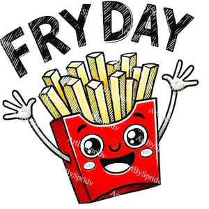 Fry Day Cute French Fries Box PNG Clipart, Happy Cartoon Fries, Fast Food Lover Clip Art, Funny Digital Kawaii Vibes Illustration, DIY Craft