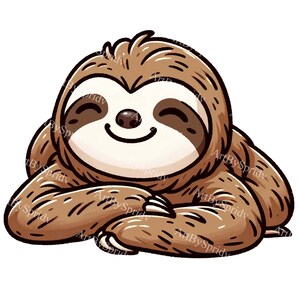 Adorable Cartoon Sloth Digital Clipart - Transparent PNG for Sublimation, Printable Decor, Instant Download,DIY Craft Projects, Scrapbooking