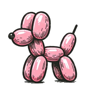 Watercolor Pink Animal Dog Balloon Clipart - Digital PNG for DTG, T-Shirts, Mugs, Tumblers, Sublimation, Scrapbooking - Unique Printable Art