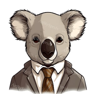Business Koala Clipart | Professional Animal in Suit PNG | Cute and Funny Transparent Digital Design for T-Shirts, Stickers, DIY Crafts