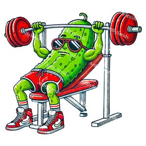 Lustige Gym Pickle PNG, Coole Pickle Anheben Gewichte Transparente Clipart, Body bevorzug Gurke Cartoon, Fitness Gym Bro Humor Sublimation Kunst