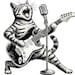 Rockstar Cat Playing Electric Guitar Digital PNG Clipart, Cool Cat ...