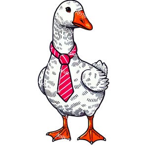 Funny Goose in Tie PNG Clipart, Quirky Dressed Animal Art for Sublimation, Stickers, T-Shirts, Farm Animal Decor, Humorous Digital Downloads