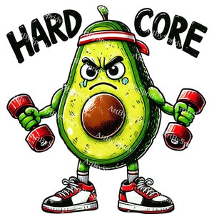Aguacate incondicional con mancuernas PNG Clipart, Ilustración de aguacate de entrenamiento físico, Clip Art deportivo divertido, Gimnasio de dibujos animados Fitness Kawaii DIY Craft