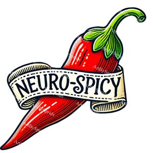 Neuro-Spicy Chili Clip Art | Mutige & schrullig Digitale PNG Clip Art | Lustiges Thema für geistige Gesundheit Thema für DIY Handwerk, Aufkleber, DTG T-Shirt, Tasse
