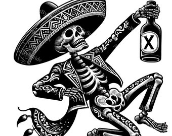 メキシコの骸骨のクリップアート | 死者の日の昇華デザイン | 死者の日