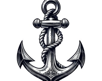Vintage Nautical Anchor Clipart - Rustic Maritime Digital PNG for Printable Sublimation, T-Shirt Design, Printable Wall Decor and DIY Crafts