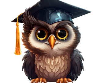 Owl Graduation PNG Clipart, Wise Graduate Bird with Cap, Perfect for Graduation Invitations, Cards, Party Decorations, T-Shirt Sublimation