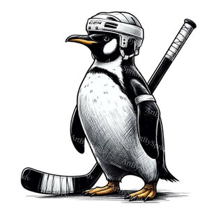 Hockey Pinguin Clipart - digitaler Download, Eishockey Sublimation, Sport PNG, Athlet Illustration, druckbare Clipart für DIY Handwerk