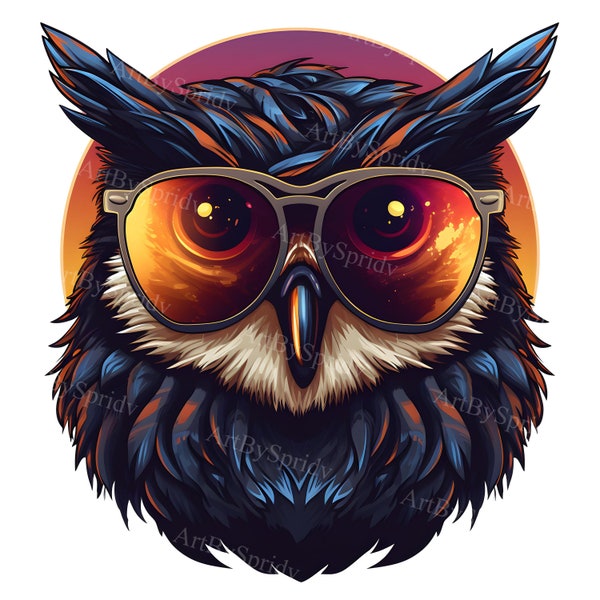 Owl With Wide Eyes Wearing Glasses Transparent Clipart | Cute Sublimation PNG | Trendy Printable Animal Art | Digital Download | Commercial