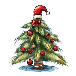 Christmas Palm Tree With A Santa Claus Hat Transparent PNG Clipart,Kids/Adults Cartoon Design,Printable Sublimation,Commercial,Xmas Clip Art