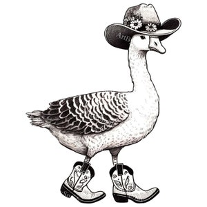 Western-themed Goose Clipart: Transparent PNG, Cowboy Hat & Boots