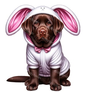 Labrador Retriever Bunny Costume Digital Clipart - Easter & Animal Lovers DTG Print Sublimation PNG, Perfect for T-Shirts, Mugs, DIY Crafts