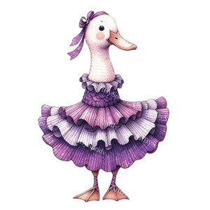 Charming Ballerina Duck Clipart-Transparent PNG,Cute Ballet Duck Illustration,Adorable Animal Graphics, Digital Download for Crafts & Design