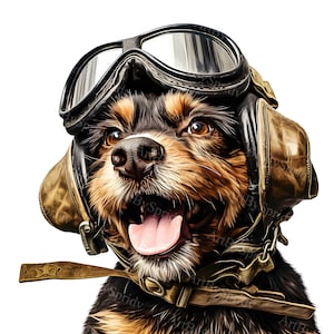Adorable Dog with Pilot Cap & Goggles Transparent PNG Clipart, T-Shirt Sublimation Design for Aviation Enthusiasts, DIY Crafts Project