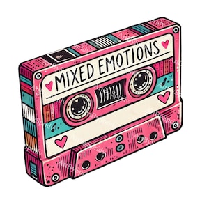 Vintage Retro Cassette Tape PNG Clipart - 80s 90s Aesthetic, Mixed Emotions, Digital Download, Scrapbooking, T-Shirt Design, Sticker Decals