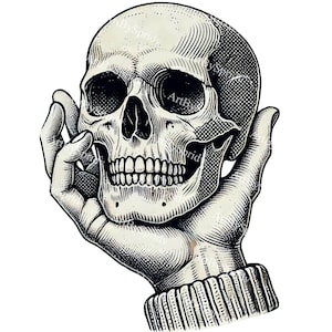 Hand Holding Skull Clipart, Gothic Art PNG, Skeleton Illustration, Tattoo Style Download, Halloween Decor, Gothic Wall Art, Spooky Art Print