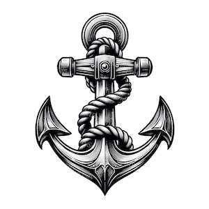 Vintage Nautical Anchor Clipart - Rustic Maritime Digital PNG for Printable Sublimation, T-Shirt Design, Printable Wall Decor and DIY Crafts