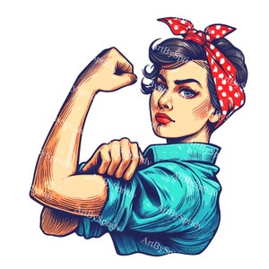 Feminist Icon PNG Clipart Instant Download,Strong Woman,We Can Do It Illustration,Vintage Empowerment Art,Retro Feminism Graphic,DIY Craft