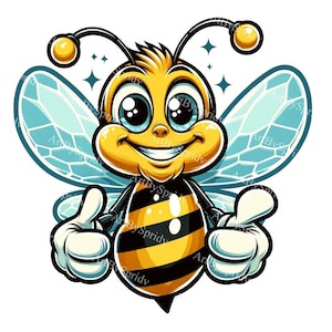 Adorable Cartoon Bee Clipart - Transparent PNG for Printable Sublimation, T-Shirts & Tumbler DIY Crafts, Instant Digital Download,Commercial