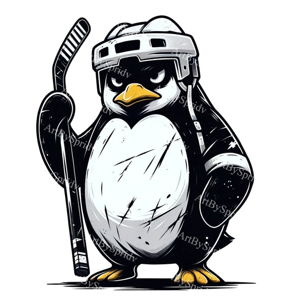 Ice Hockey Penguin Player PNG Clipart,Digital Download Illustration, Animal Clip Art,Kids Sport Decor, Scrapbooking Graphic, Planner Sticker