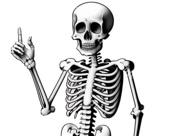 Sassy Skeleton Clipart PNG, Skeleton Giving Middle Finger, High-Quality Transparent Clip Art for Halloween Decor,Digital Clip Art,DIY Crafts