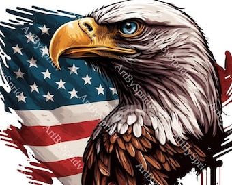 USA Patriotic Eagle Flag PNG Transparent Clipart Abstact Design,Printable Sublimation,Digital Instant Download,United States Eagle PNG Art