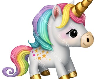 Unicorn PNG Transparent Clipart Kids Cartoon Designprintable - Etsy