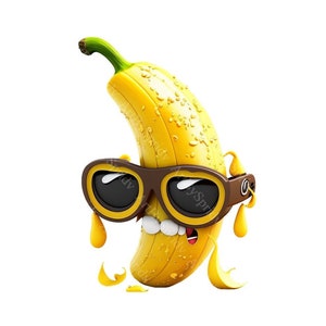 Banana Fruit Print Clip Art Png File Digital Instant Download,Kids Cartoon Sublimation Clipart Design,Printable Art, Commercial Use Files